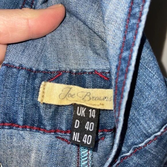 Joe Browns Womens Applique Jean Short Overalls Size 10 Blue Denim Patchwork - Picture 4 of 13